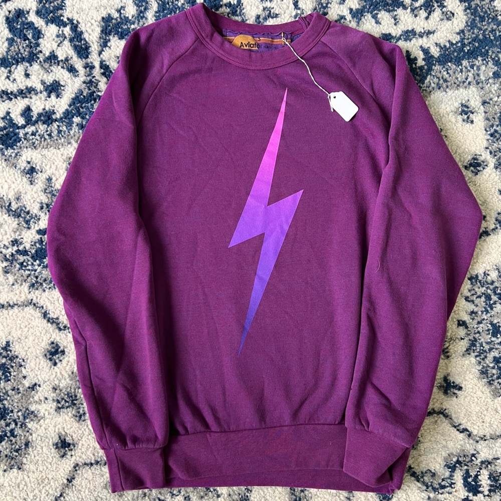 Aviator Nation Bolt Fade Sweatshirt- Purple // Purple- Pink Women size S